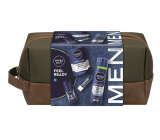 Nivea Men Feel Ready balsam po goleniu 100 ml + Nivea Men Protect & Care żel do golenia 200 ml + Nivea Men Protect & Care antyperspirant roll-on 50 ml + Labello Men Active balsam do ust 4,8 g + kosmetyczna etui, kosmetyczny zestaw dla mężczyzn