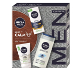 Nivea Men Keep it Calm Sensitive SPF15 krem do twarzy 75 ml + Nivea Men Sensitive żel do mycia twarzy 100 ml + Nivea Men Sensitive Bamboo Extract żel pod prysznic 250 ml, zestaw kosmetyczny dla mężczyzn