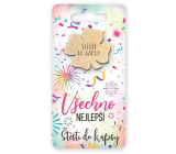 Niekupiony Kieszonkowy Obiekt Czterolistna Koniczynka Wszystkiego Najlepszego, Szczęście do kieszeni 6 x 12 cm