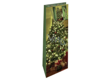 Niekupiona Papierowa Torebka na Butelke Zielona 10 x 33 x 8,9 cm Atmosfera Bożonarodzeniowa