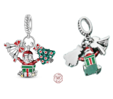 Charm Srebrny 925 Boże Narodzenie 3w1 Dzwonki, Święty Mikołaj, choinka, zawieszka do bransoletki Boże Narodzenie