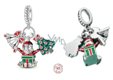 Charm Srebrny 925 Boże Narodzenie 3w1 Dzwonki, Święty Mikołaj, choinka, zawieszka do bransoletki Boże Narodzenie