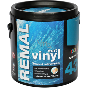 REMAL Vinyl Color mat omyvatelná barva na zeď, 430 azurově modrá, 3,2 kg REMAL Vinyl Color mat omyvatelná barva na zeď, 430 azurově modrá, 3,2 kg