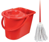 Spokar Úklidová souprava Cotton oválná, kbelík 14 l, ždímač, hůl, bavlněný mop 100 g