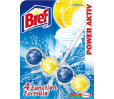 Bref Power Aktiv 4 Formuła Cytrynowa Blok WC dla higienicznej czystości i świeżości Twojej toalety, barwi wodę 51 g