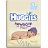 Huggies Newborn velikost 1, 2 - 5 kg, plenkové kalhotky 54 kusů
