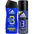 Adidas Sport Energy 3v1 sprchový gel na tělo, vlasy a tvář pro muže 250 ml + antiperspirant deodorant sprej 150 ml, kosmetická sada