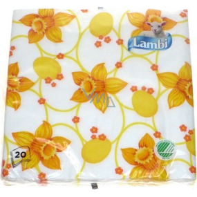 Lambi Papírové ubrousky 3 vrstvé 33 x 33 cm 20 kusů Velikonočví Narcisky