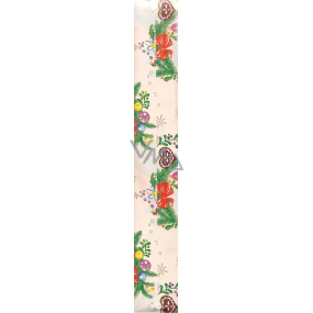 Nekupto Dárkový balicí papír 70 x 200 cm Vánoční Bílý větvička s baňkami