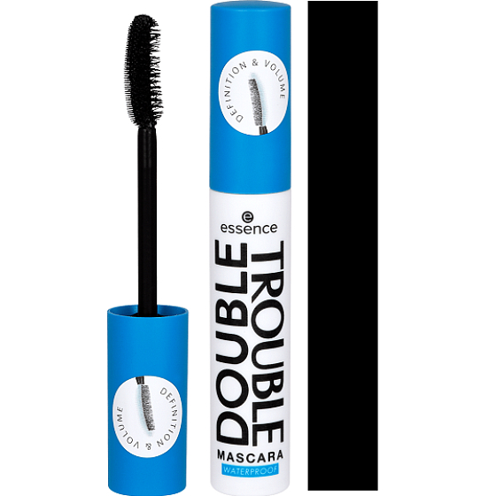 Essence Double Trouble voděodolná řasenka pro maximální délku a objem černá 12 ml