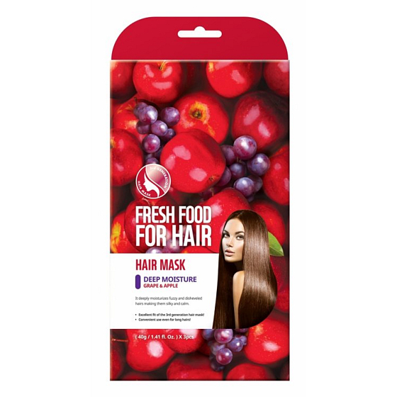 Farmskin Fresh Food For Hair Hrozen a jablko hydratační vlasová textilní maska na vlasy 3 kusy