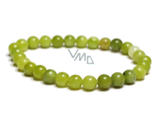 Jadeit Olive bransoletka elastyczna naturalny kamień, kuleczka 6 mm / 16 - 17 cm