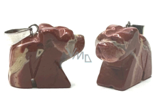 Jaspis Medvěd přívěsek přírodní kámen, ručně broušená figurka 1,8 x 2,5 x 8 mm, kámen pozitivní energie
