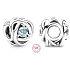 Charm Srebrna 925 Nieskończony krąg wieczności marzec wodny niebieski, koralik na bransoletkę