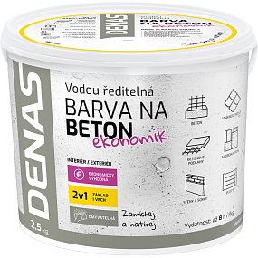 DENAS BETON EKONOMIK farba do betonu, 0110 szary, 2,5 kg