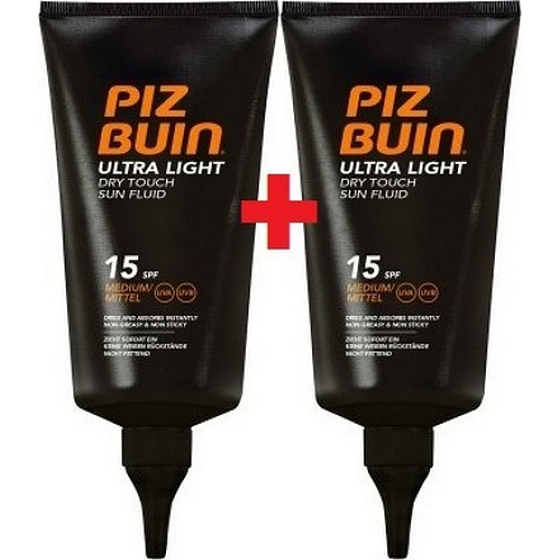 Piz Buin Ultra Light SPF15 ultra lehký hydratační fluid na opalování 150 ml + SPF15 ultra lehký hydratační fluid na opalování 150 ml, duopack