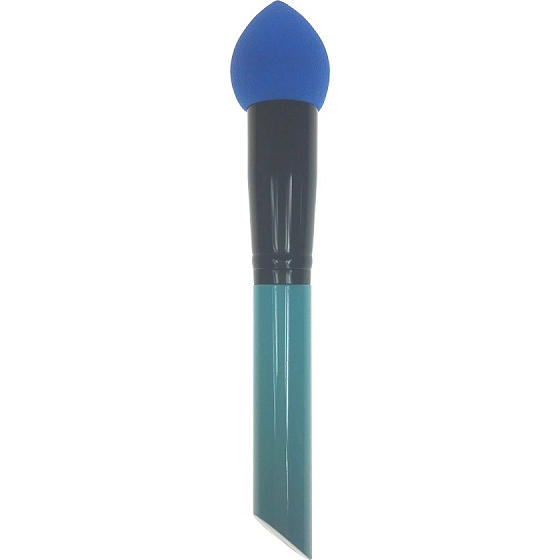 Kosmetický štětec s pěnovou houbičkou tyrkysovo-černá rukojeť 16 cm