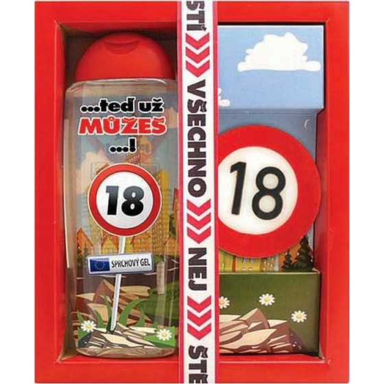 Bohemia Gifts Vše nejlepší 18 sprchový gel 300 ml + ručně vyráběné toaletní mýdlo 55 g, kosmetická sada