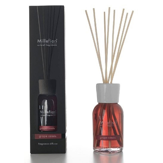 Millefiori Milano Natural Grape Cassis - Hrozny a Černý rybíz Difuzér 250 ml + 8 stébel v délce 30 cm do středně velkých prostor vydrží minimálně 3 měsíce