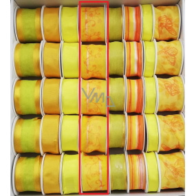 Ditipo Wstążka materiałowa z drucikiem żółta z kwiatami 2 m x 40 mm