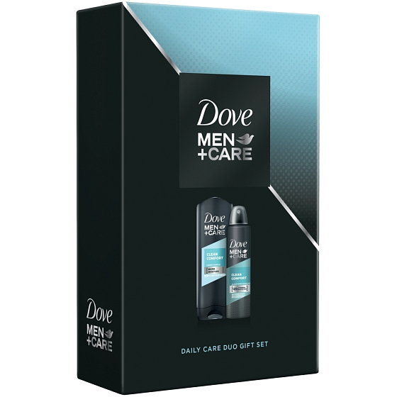 Dove Men + Care Clean Comfort sprchový gel pro muže 250 ml + deodorant sprej pro muže 150 ml, kosmetická sada