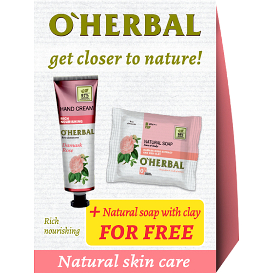 O Herbal Růže z damašku výživný krém na ruce 30 ml + přírodní mýdlo s extraktem červené hlíny 100 g kosmetická sada
