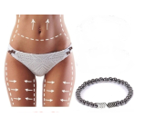 Magnetovec zeštíhlující náramek stříbrná barva elastický přírodní kámen, kulička 8 mm / 16 - 17 cm