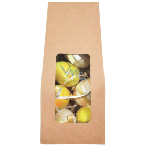 Jajka plastikowe żółte do zawieszenia 6 cm 6 sztuk w papierowym słoiku