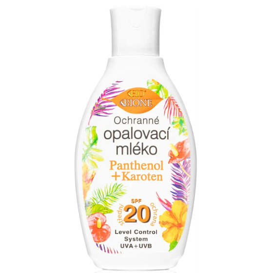Bione Cosmetics Panthenol + Karoten SPF 20 ochranné opalovací mléko 150 ml