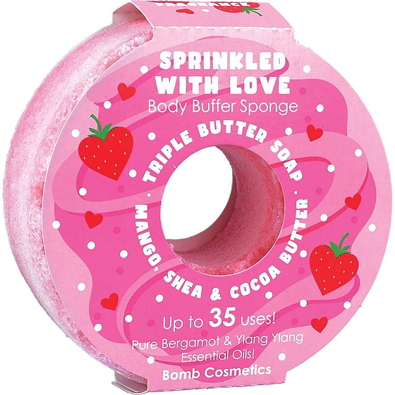 Bomb Cosmetics Sprinkled with Love Donut naturalna gąbka do kąpieli z masłem 165 g