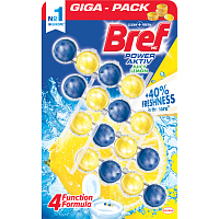 Bref Power Aktiv WC blok Cytryna, tuhý WC blok, 4 × 50 g