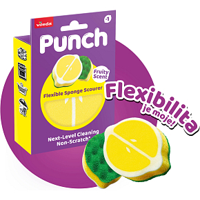 Vileda Punch gąbka do naczyń o zapachu cytryny, 1 sztuka