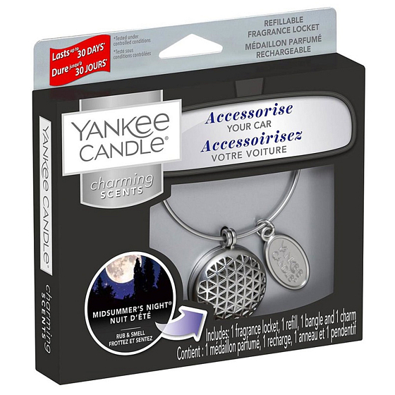 Yankee Candle Midsummers Night - Letní noc vůně do auta kovová stříbrná visačka Charming Scents set Geometric 13 x 15 cm, 90 g