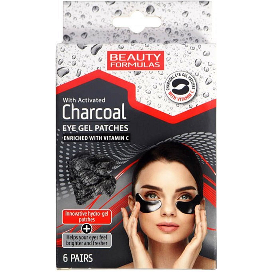 Beauty Formulas Charcoal gelové pásky pod oči s aktivním uhlím a vitaminem C 6 párů