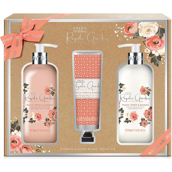Baylis & Harding Královská zahrada mycí gel na ruce 300 ml + mléko na ruce 300 ml + krém na ruce 130 ml, kosmetická sada pro ženy