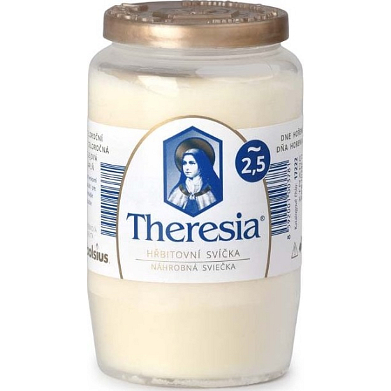 Bolsius Theresia świeczka cmentarna z wieczkiem kompozytowa biała, czas palenia 58 godzin 155 g