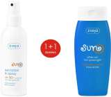 Ziaja Sun SPF 50+ UVA/UVB wodoodporne mleko do opalania spray 170 ml + mleko przedłużające efekt opalania wszystkie rodzaje skóry 200 ml, duopack