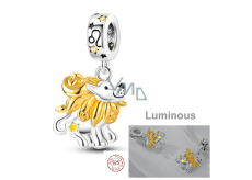 Zawieszka ze srebra próby 925 Luminozní - Znak zodiaku Lew, element do bransoletki
