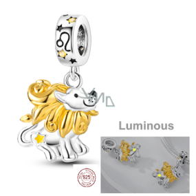 Zawieszka ze srebra próby 925 Luminozní - Znak zodiaku Lew, element do bransoletki