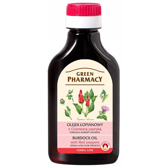 Green Pharmacy Lopuchový olej s červenou papričkou pro stimulaci růstu vlasů 100 ml