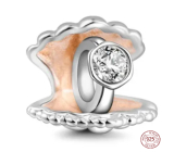 Charm Srebrny 925 Pierścień w muszli, koralik na bransoletkę symbol
