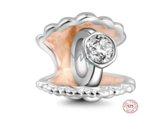 Charm Srebrny 925 Pierścień w muszli, koralik na bransoletkę symbol