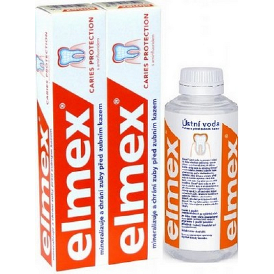Elmex Optimální prevence proti zubnímu kazu zubní pasta 2 x 75 ml + ústní voda bez alkoholu 100 ml