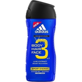 Adidas Sport Energy 3v1 sprchový gel na tělo, vlasy a tvář pro muže 400 ml Adidas Sport Energy 3v1 sprchový gel na tělo, vlasy a tvář pro muže 400 ml