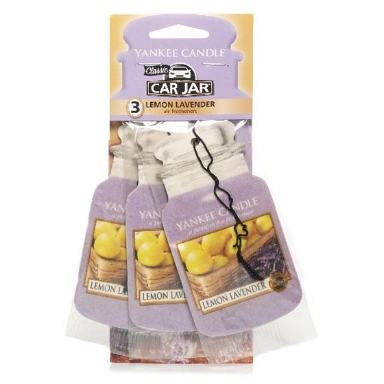Yankee Candle Lemon Lavender - Citrón a levandule Classic vonná visačka do auta papírová sada 12 g x 3 kusy