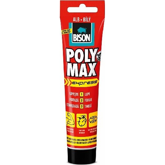Bison Poly Max Express White szybkoschnący uniwersalny klej montażowy Biały 165 g
