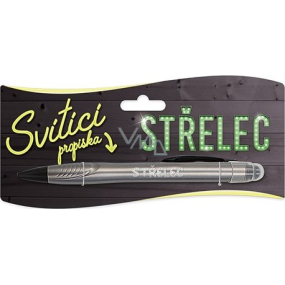 Nekupto Svítící propiska s potiskem Střelec, ovládač dotykových nástrojů 15 cm Nekupto Svítící propiska s potiskem Střelec, ovládač dotykových nástrojů 15 cm