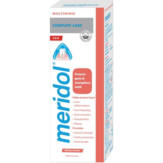 Meridol Complete Care płyn do płukania jamy ustnej pomaga chronić przed krwawieniem dziąseł, bez alkoholu 400 ml