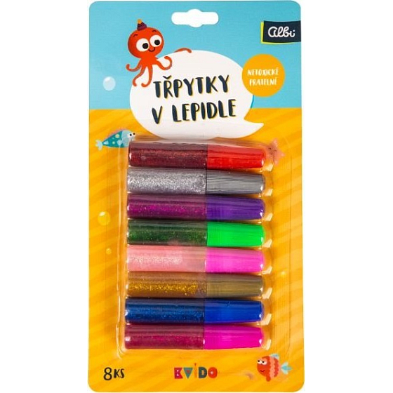 Albi Kvído třpytky v lepidle netoxické, pratelné 8 kusů