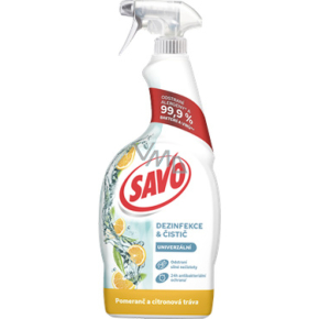 SAVO uniwersalny środek dezynfekujący spray Pomarańcza i Trawa Cytrynowa, 700 ml